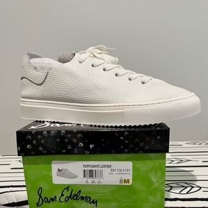 Brand new white leather sneakers, size 8